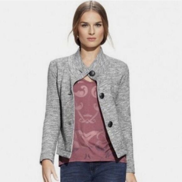Cabi Grey Button Up Moto Jacket - Picture 1 of 7
